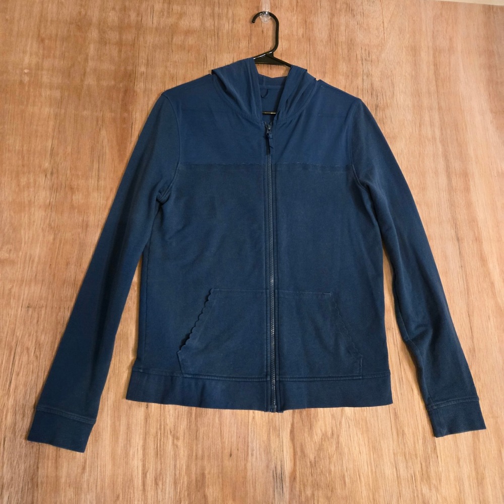 Victoria Sport Women's Sheer Mesh Panel Full Zip Hoodie Navy Blue Sweatshirt XS